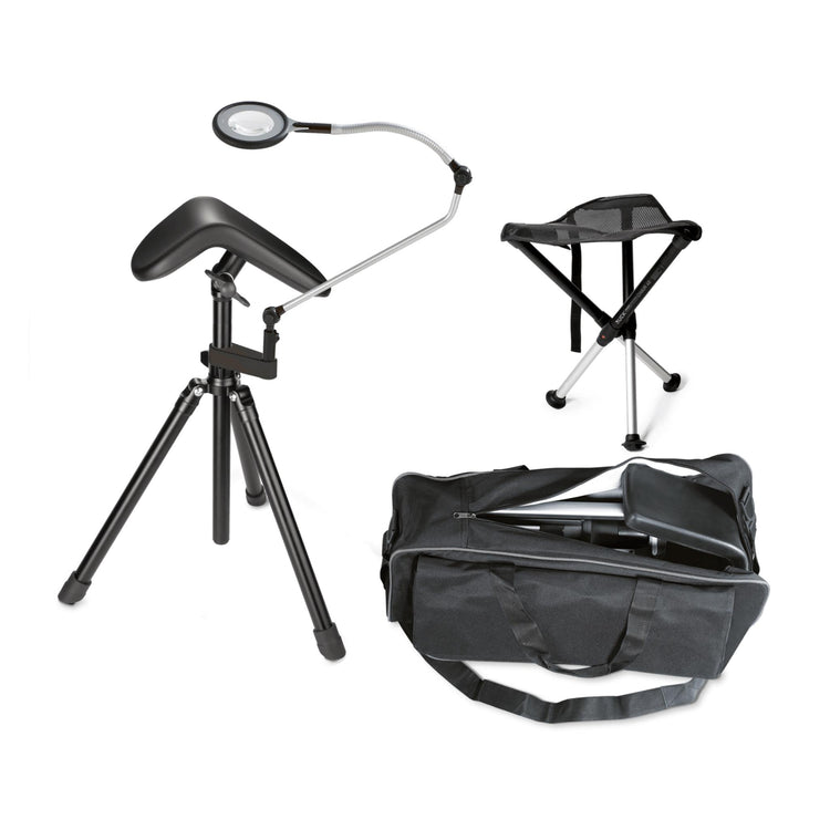 Ensemble de soin mobile - Tabouret + Repose pied + Lampe loupe Circle S - Ruck