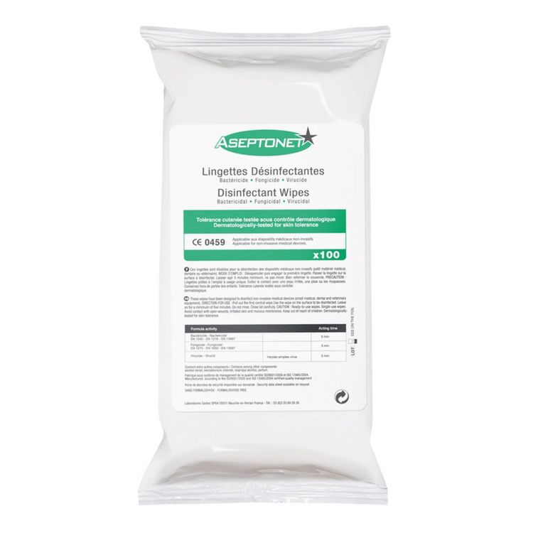 Lingettes désinfectantes - Recharge de 100 lingettes - Aseptonet