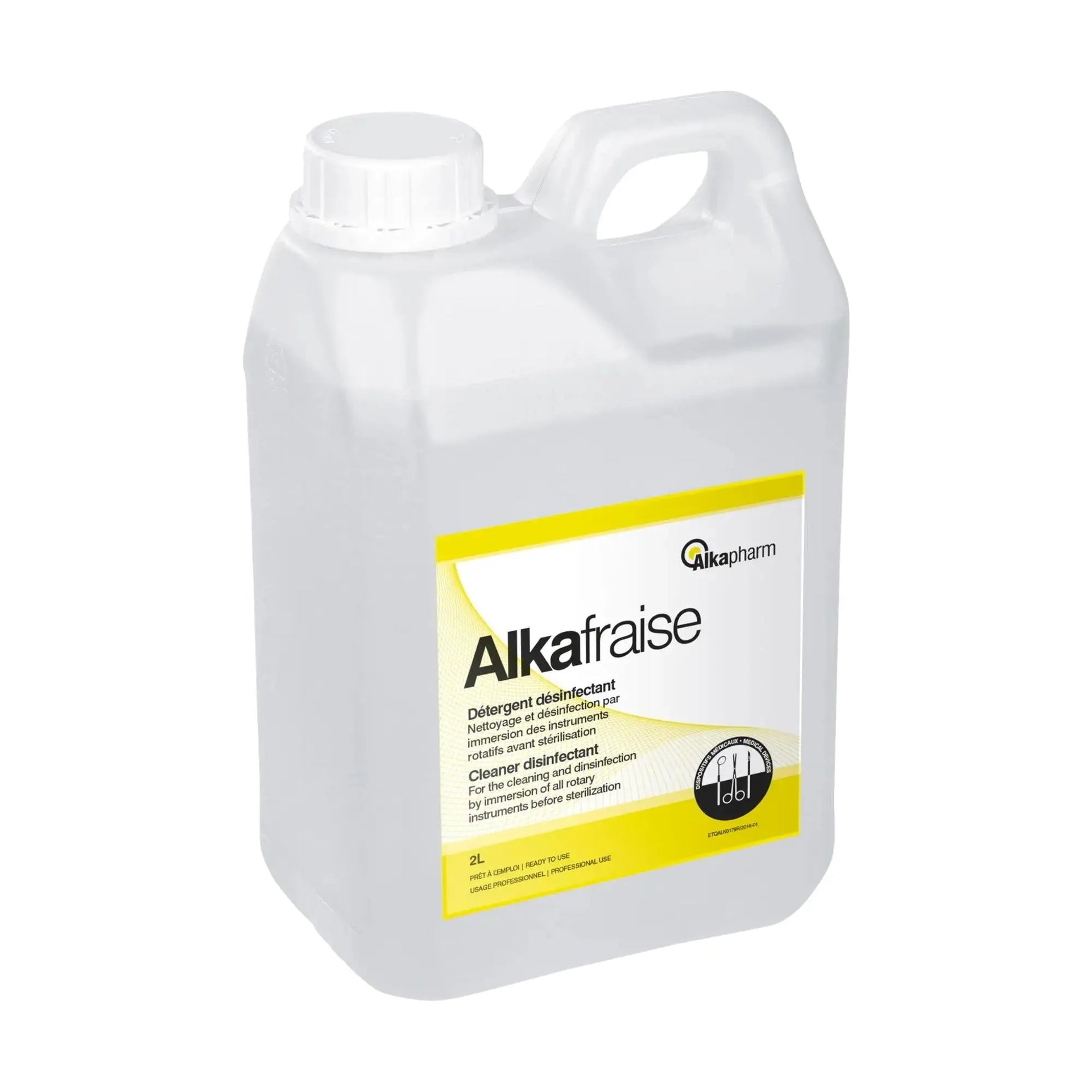 Alkafraise - Disinfectant detergent for strawberries and rotary instrumentation - 2L can - Alkapharm