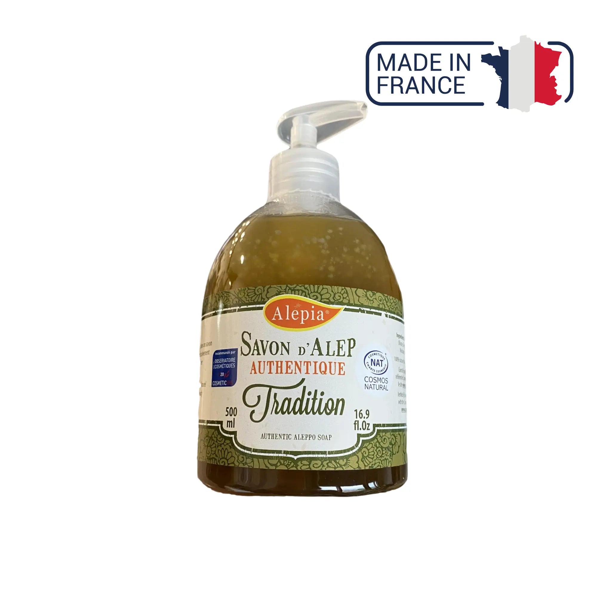 Savon liquide d'Alep Authentique Tradition 1% de Laurier - 500 mL - Alépia Alépia